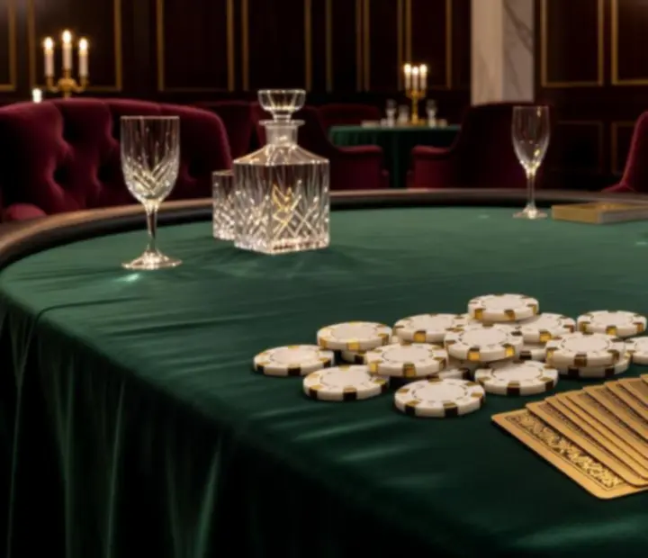 Elegancki stół do pokera przygotowany na luksusowy event