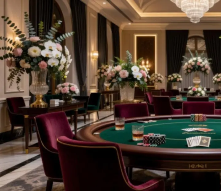 Premium dekoracje i oświetlenie wokół stołu pokerowego